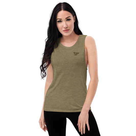 Beautiful Ladies’ Muscle Tank - Heather Olive [by FChanger Style]